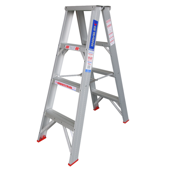 INDALEX 1.2M   Industrial Aluminium 150KG Tradesmen Double Sided Step Ladder