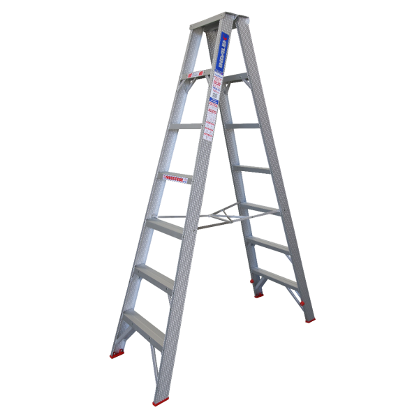 INDALEX 2.1M   Industrial Aluminium 135KG Tradesmen Double Sided Step Ladder