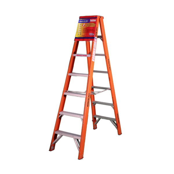 INDALEX 2.1M  Industrial Fibreglass 135KG Tradesman Double Sided Step Ladder