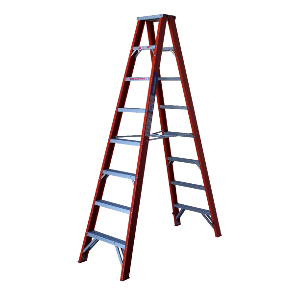 INDALEX 2.4M  Industrial Fibreglass 135KG Tradesman Double Sided Step Ladder