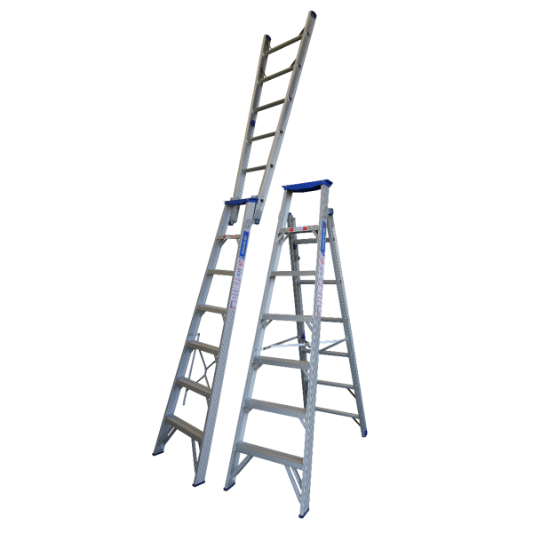 INDALEX 2.1M-3.8M  Industrial Aluminium 180KG Pro Series Dual Purpose Step Ladder