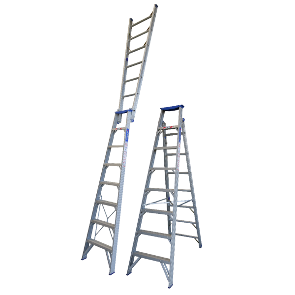 INDALEX 2.4M-4.4M  Industrial Aluminium 150KG Pro Series Dual Purpose Step Ladder