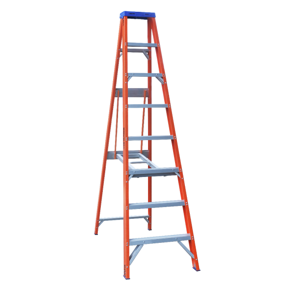 INDALEX 2.4M  Industrial Fibreglass 180KG Pro Series Single Sided Step Ladder