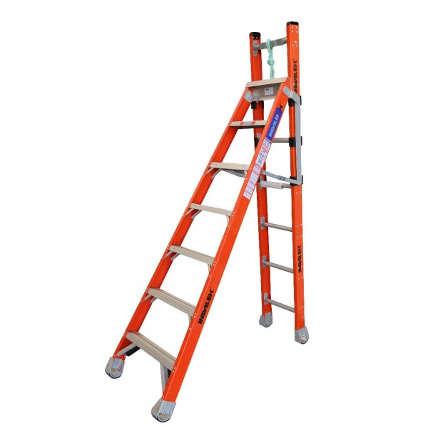 INDALEX 2.1M-3.5M  Industrial Fibreglass 150KG Pro Series Step Extension Ladder