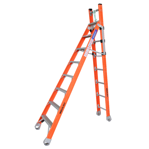 INDALEX 2.4M-4.1M  Industrial Fibreglass 150KG Pro Series Step Extension Ladder