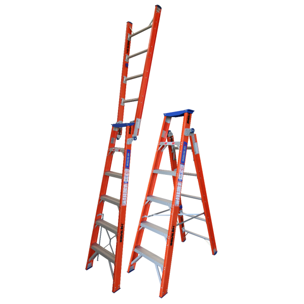 INDALEX 1.8M-3.2M  Industrial Fibreglass 180KG Pro Series Dual Purpose Ladder