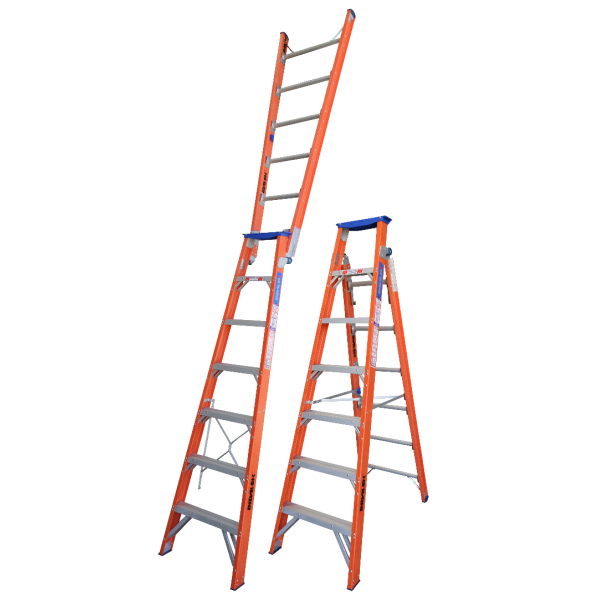 INDALEX 2.1M-3.8M  Industrial Fibreglass 180KG Pro Series Dual Purpose Ladder