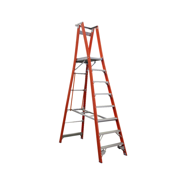 INDALEX 2.4M  Industrial Fibreglass 180KG Pro Series Platform Ladder